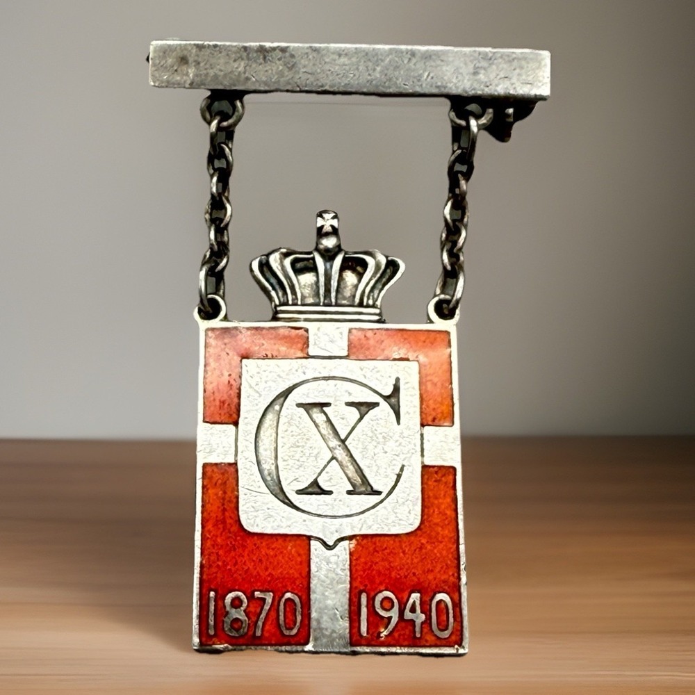 WWII Danish Resistance Kongemærket Pin King Christian X Sterling Georg Jensen